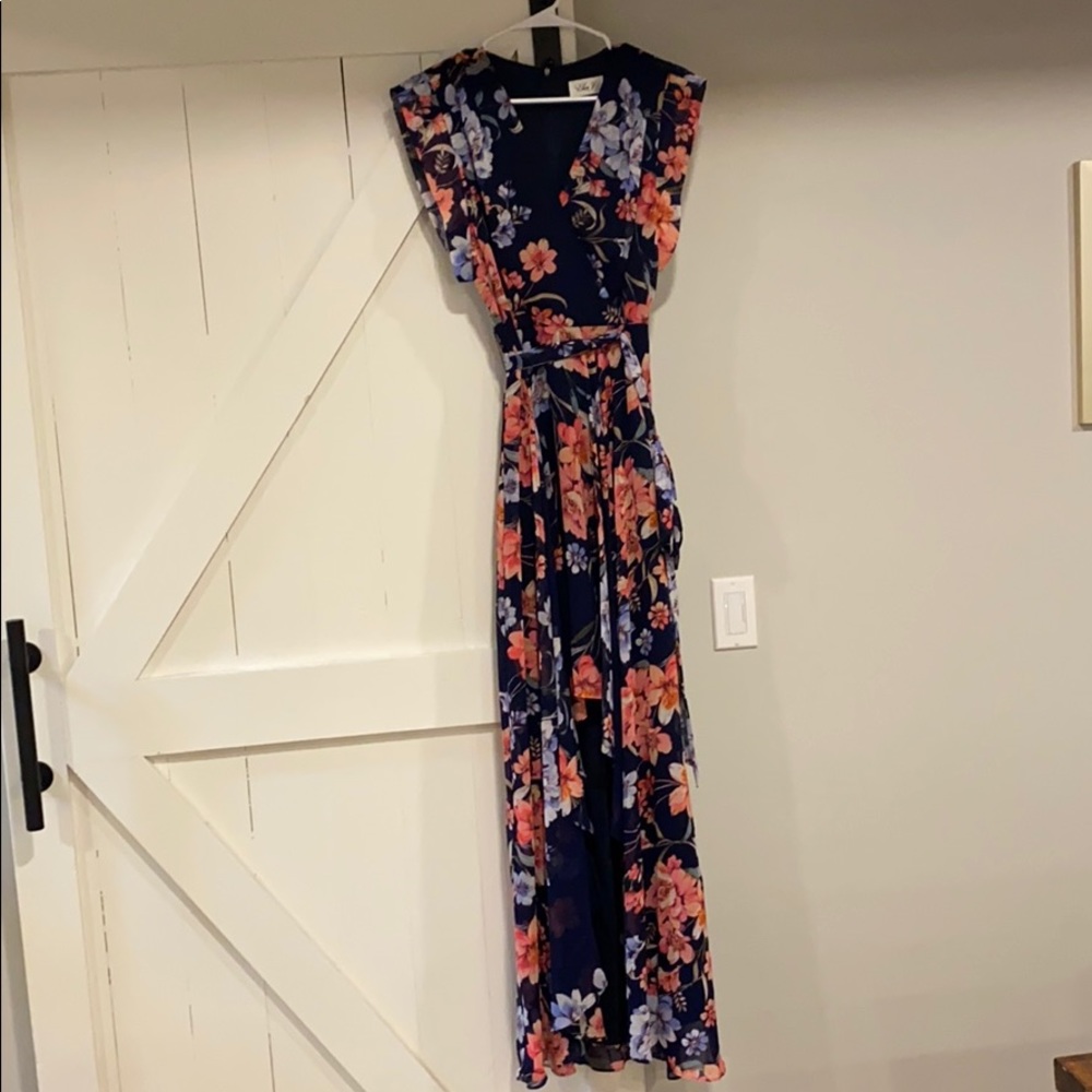 Eliza J Floral High/Low Wrap Dress